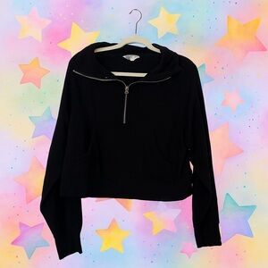 Black Active Danskin Cropped Quarter Zip Sweathshirt Athleisure Yoga Exercise